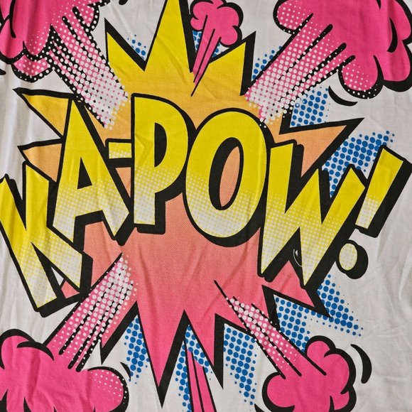 Women’s Graphic Tank Top – "KAPOW!" Comic Book Style  White & Yellow Fun Pop Art - Picture 2 of 2